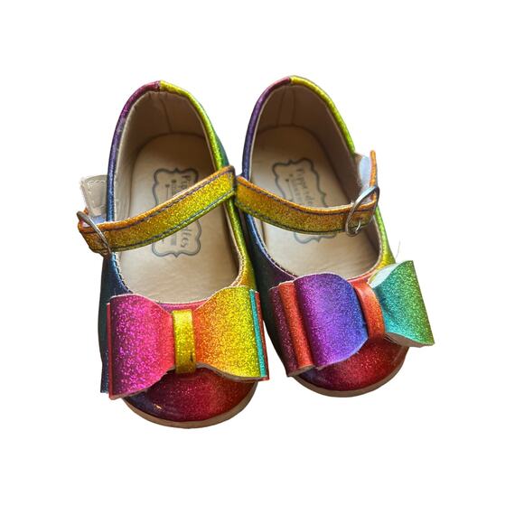 Pipperdoodles by Pipsqueaks Boutique 22 (5c) Toddler Bow Mary Jane Shoes Rainbow - Picture 1 of 8